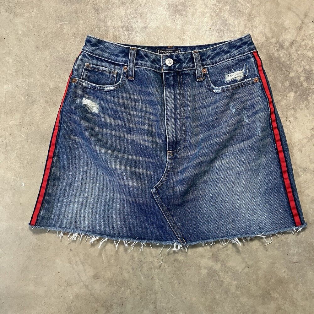 Abercrombie Fitch Skirt Womens 6 Zoe Natural‎ Rise Vintage A line Denim Jean